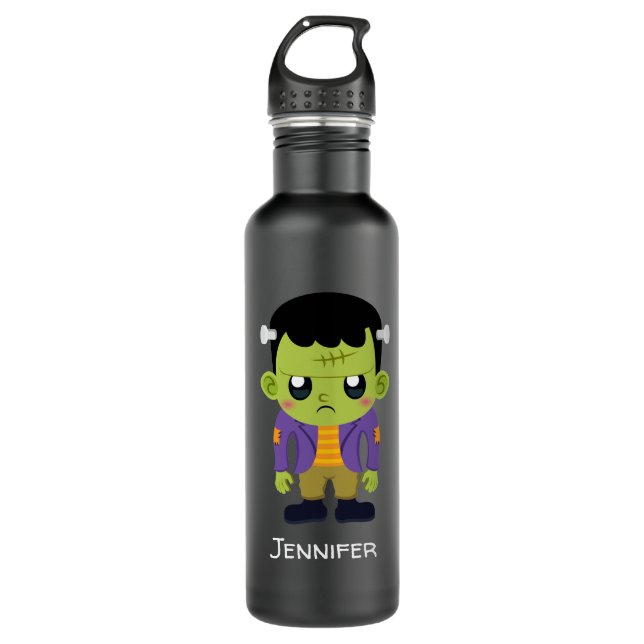 Green Frankenstein Monster Halloween Stainless Steel Water Bottle (Front)