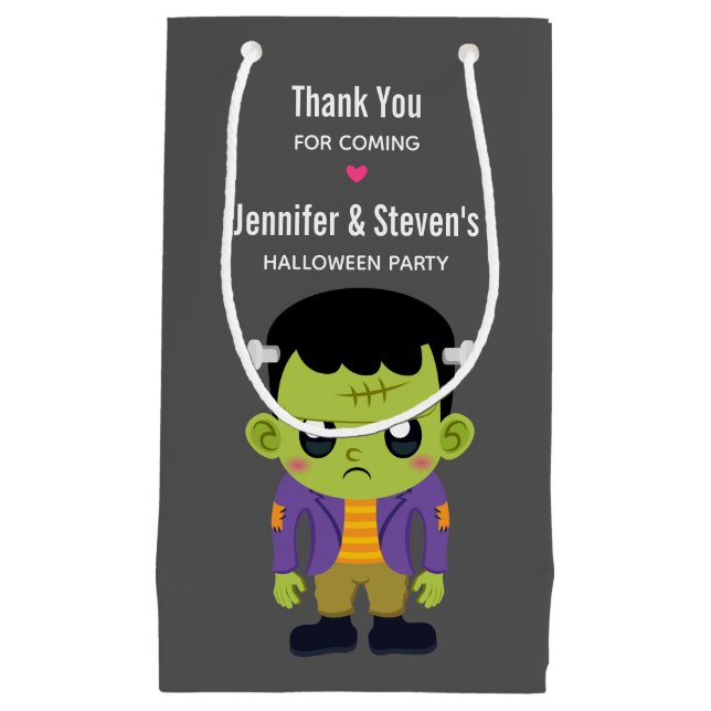 Green Frankenstein Monster Halloween Thank You Small Gift Bag (Front)