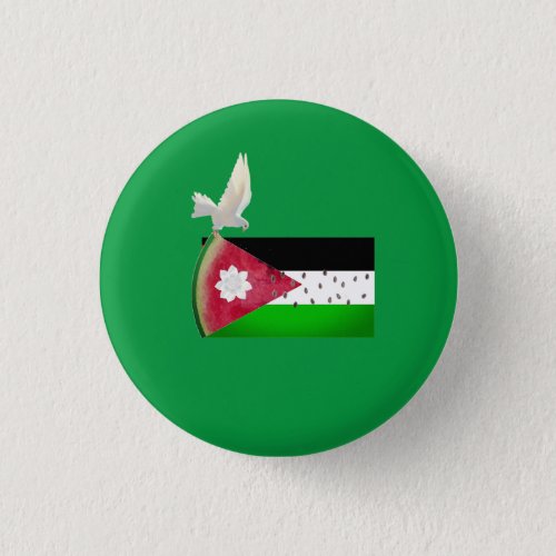 Green Free Palestine Watermelon Designs Button