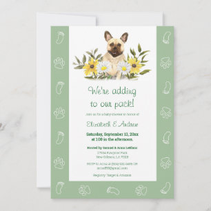 Green French Bulldog Dog Baby Shower Invitation