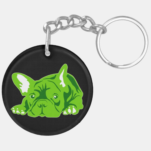 Green French Bulldog Keychain (Back Left)