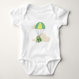 Green French Bulldog Umbrella Fun Onsie Baby Bodysuit