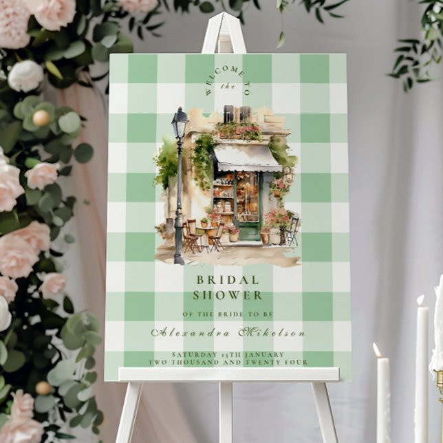 Green French Cafe Bridal Shower Foam Board (Creator Uploaded)