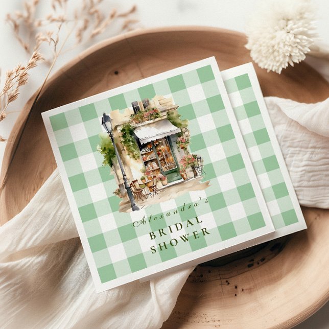 Green French Cafe Bridal Shower Napkins (Creator Uploaded)