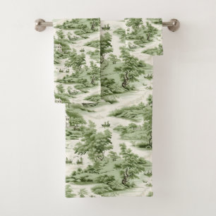 Green French Countryside Bath Towel Set