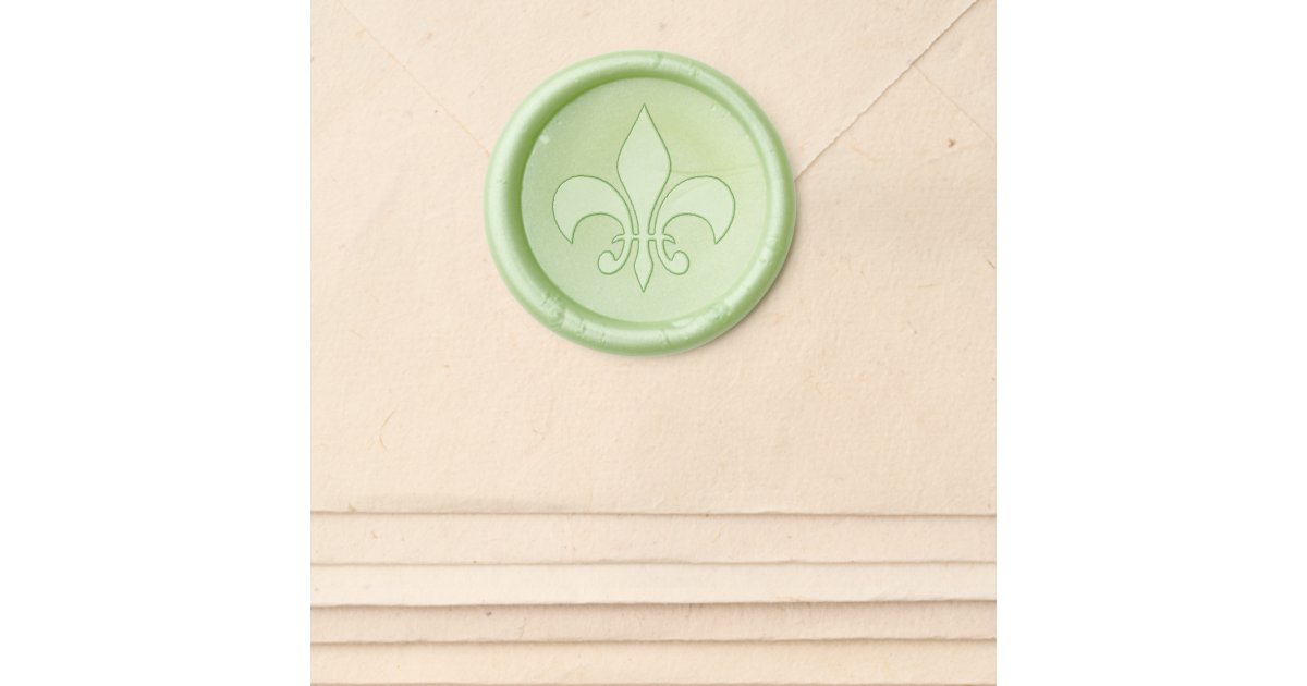 Green French Fleur de Lis Wedding Wax Seal Sticker Zazzle