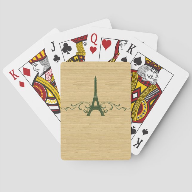Green French Flourish Playing Cards (Back)