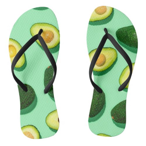 Green Fresh Avocado Adult Flip Flops