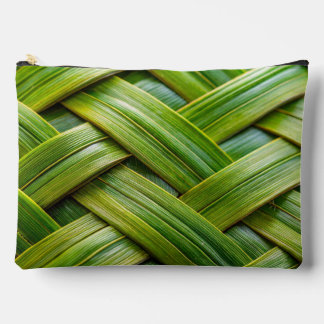 Green Fresh Bamboo Weave Accessory Pouch