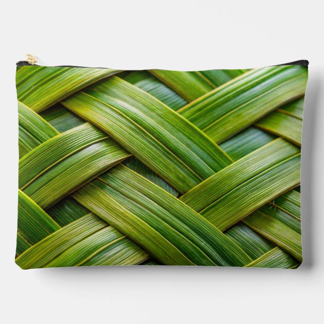 Green Fresh Bamboo Weave  Accessory Pouch (Front)