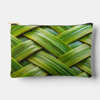 Green Fresh Bamboo Weave Accessory Pouch
