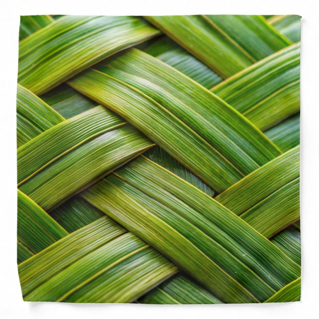 Green Fresh Bamboo Weave  Bandana (Front)