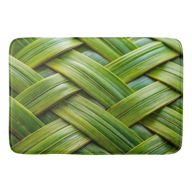 Green Fresh Bamboo Weave  Bath Mat (Front)