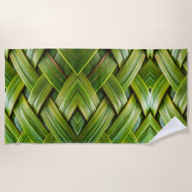 Green Fresh Bamboo Weave  Beach Towel (Front)
