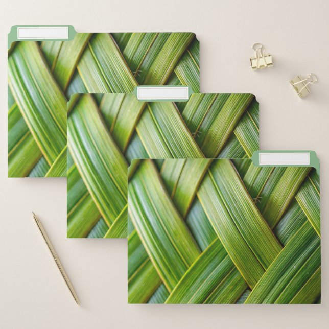 Green Fresh Bamboo Weave  File Folder (Set)