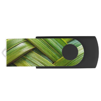 Green Fresh Bamboo Weave Flash Drive