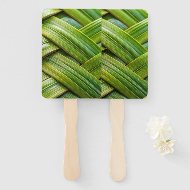 Green Fresh Bamboo Weave  Hand Fan (Front and Back)