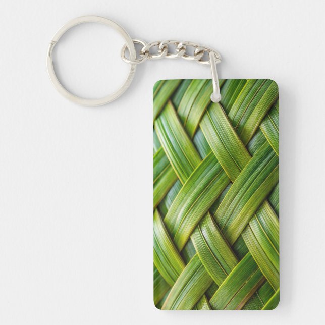 Green Fresh Bamboo Weave  Keychain (Front)