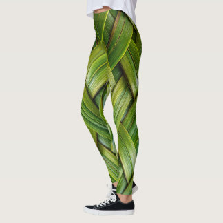 Green Fresh Bamboo Weave Leggings