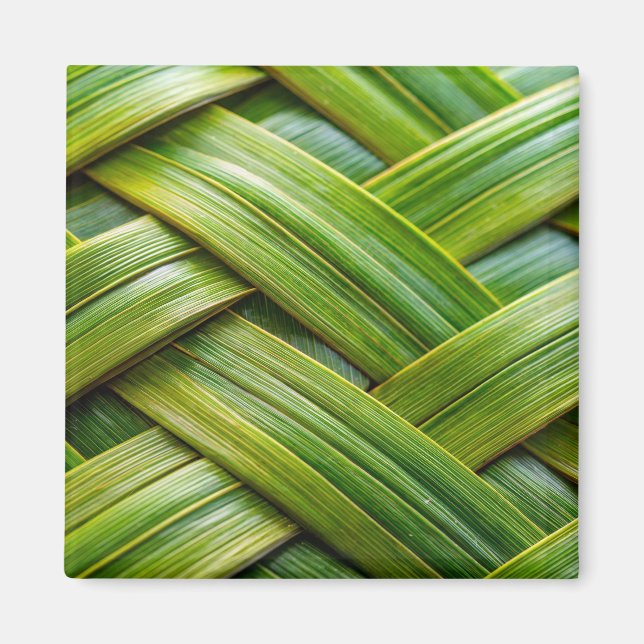 Green Fresh Bamboo Weave  Magnet (Front)