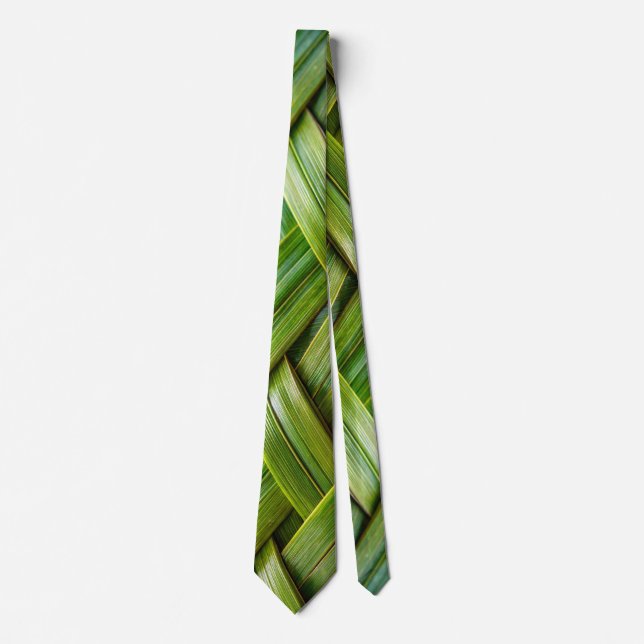 Green Fresh Bamboo Weave  Neck Tie (Front)