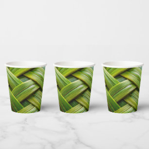 Green Fresh Bamboo Weave Paper Cups