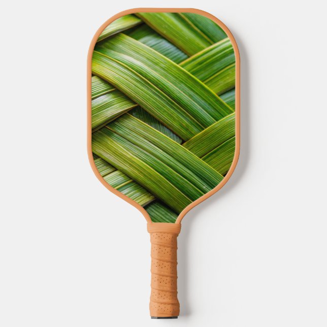 Green Fresh Bamboo Weave  Pickleball Paddle (Front)