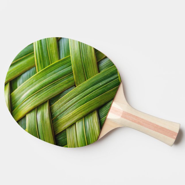 Green Fresh Bamboo Weave  Ping Pong Paddle (Side)