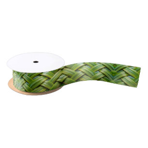 Green Fresh Bamboo Weave Satin Ribbon
