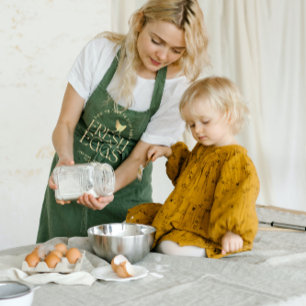 Green Fresh Eggs Gold Hen Chicken Apron