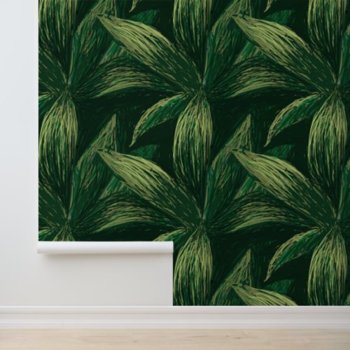    Green Fresh Nature Cool Modern Foliage Drawing  Wallpaper