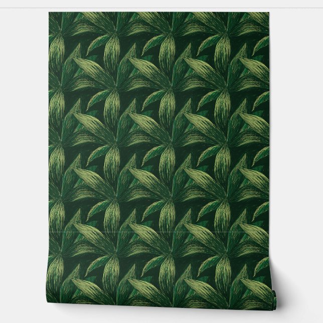    Green Fresh Nature Cool Modern Foliage Drawing  Wallpaper (Unrolling)