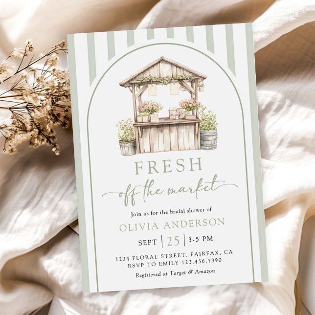 Green Fresh Off The Market Bridal Shower Invitation (Creator Uploaded)