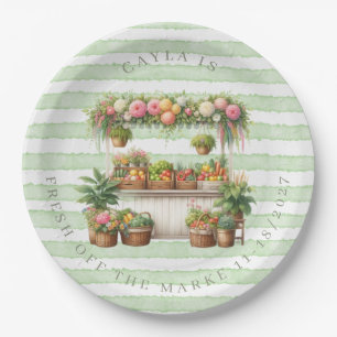 Green Fresh off the Market Bridal Shower Paper Plates