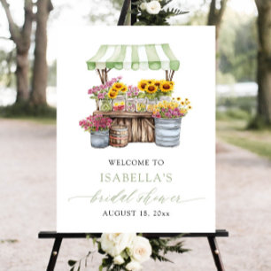 Green Fresh Off the Market Bridal Shower Welcome Foam Board