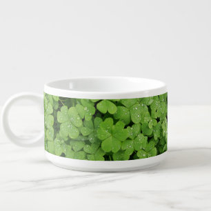 Green fresh shamrock, lucky St. Patricks clover  Bowl