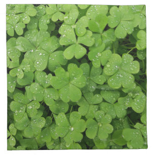 Green fresh shamrock, lucky St. Patricks clover Cloth Napkin