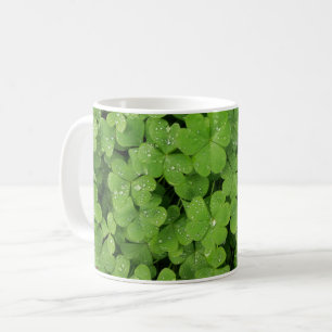 Green fresh shamrock, lucky St. Patricks clover Coffee Mug
