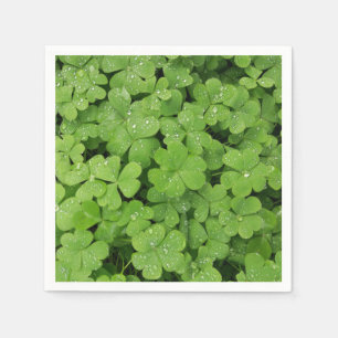 Green fresh shamrock, lucky St. Patricks clover Napkins