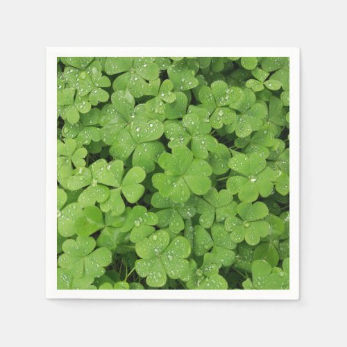 Green fresh shamrock lucky St Patricks clover Napkins