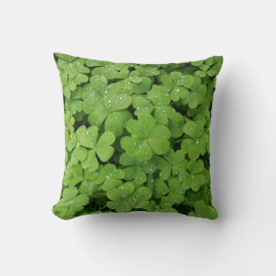 Green fresh shamrock, lucky St. Patricks pillow