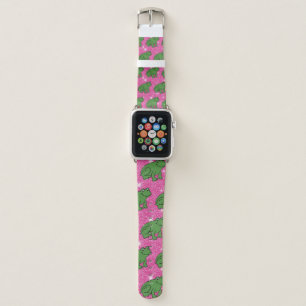 Green Frog Amphibian Animals Pink Glitter Apple Watch Band