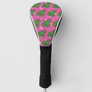 Green Frog Amphibian Animals Pink Glitter Fantasy Golf Head Cover