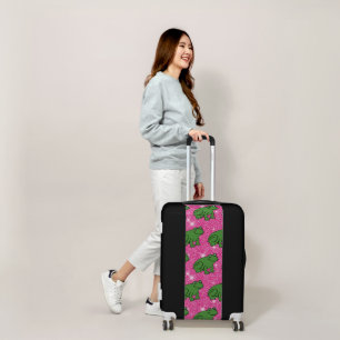 Green Frog Amphibian Animals Pink Glitter Fantasy Luggage