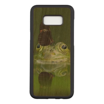 Green Frog and Butterfly Carved Samsung Galaxy S8+ Case