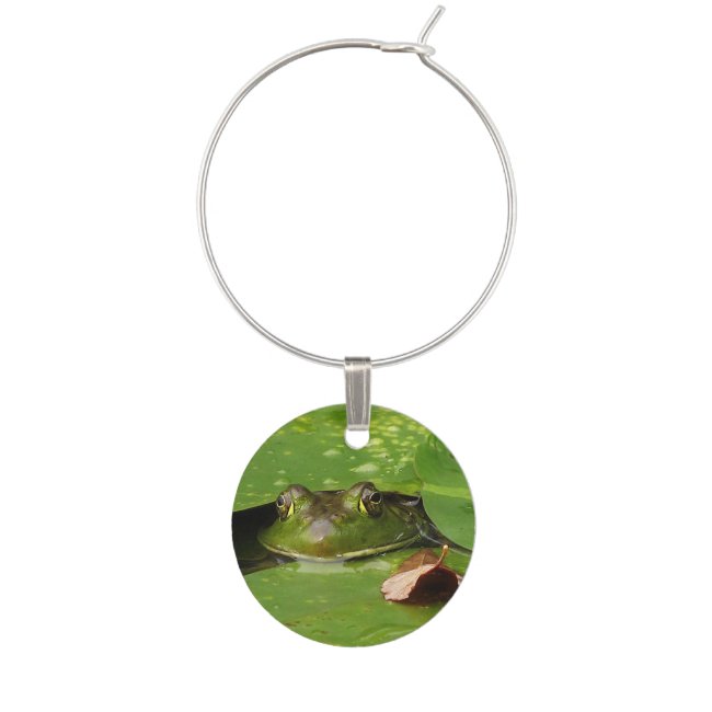 Green Frog and Lily Pads Wine Charm
