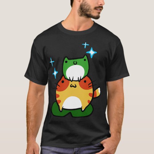 Green Frog and Orange Tabby Frog T_Shirt