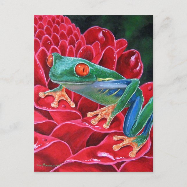 Green Frog Animal Art Painting - Multi Postcard (Front)