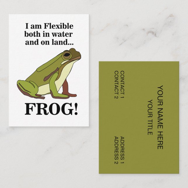 Green Frog Animal Funny Business Card (Front/Back)