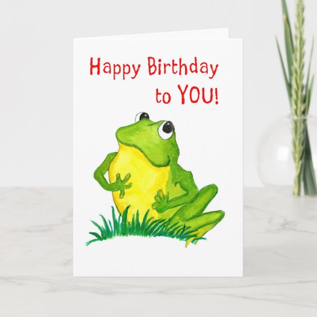 Green Frog Birthday Card (Front)